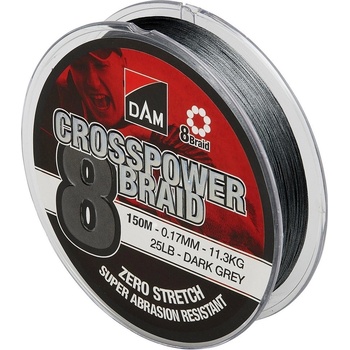DAM šnúra Crosspower 8-Braid Dark Grey 150m 0,20mm 12,6kg