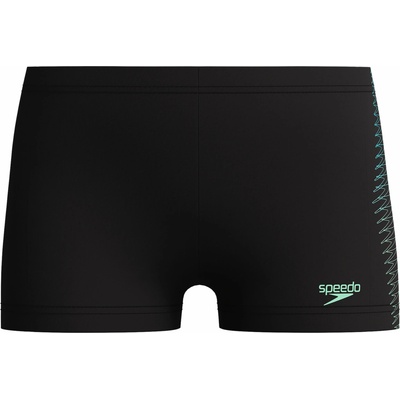 Speedo Plastisol Plcement chlapčenské športové plavky čierna svetlo zelená
