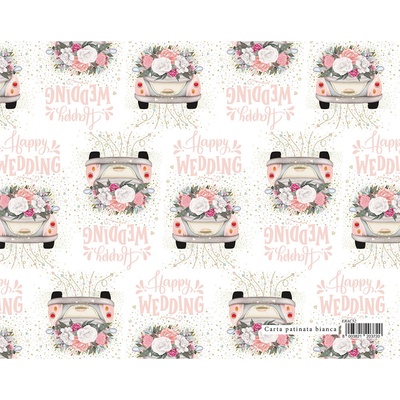 Darčekový baliaci papier MATRIMONIO 70x100 cm - Happy Wedding