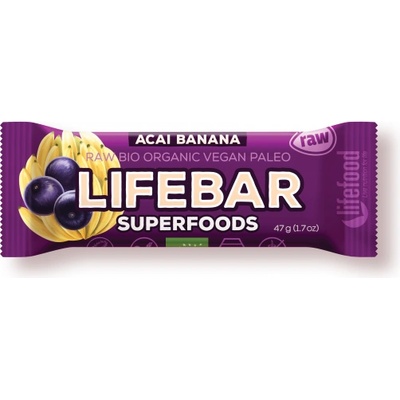 LifeFood - Lifebar акай бар с банан БИО, СУРОВ, 47гр