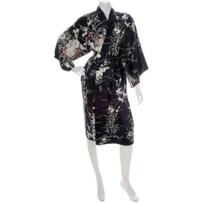 Japonské dámské hedvábné kimono Hana Yukata Black