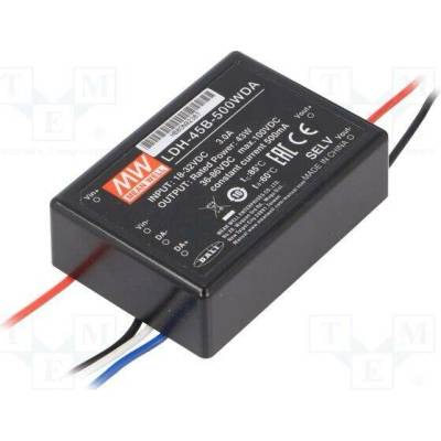 MEAN WELL LDH-45B-500WDA Měnič: DC/DC; 43W; Uvst: 18÷32VDC; Uvýst: 36÷86VDC; Ivst: 2,1A; OUT: 1