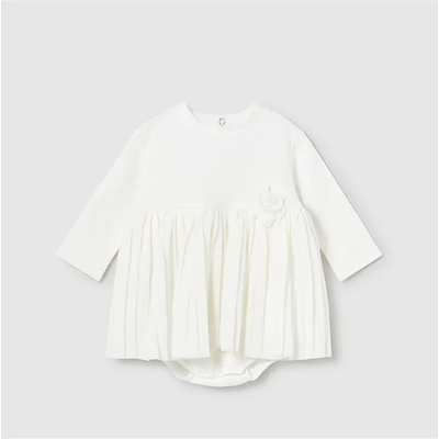 Mayoral Боди-рокля комбинирана и плисирана за новородено момиче в мръсно бял цвят Майорал