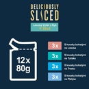 Felix Deliciously Sliced losos, tuniak, treska, platýs v želé 12 x 80 g