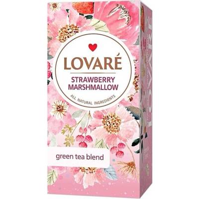 Lovaré Strawberry Marshmallow zelený čaj 24 vrecúšok