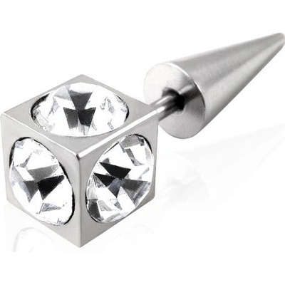Šperky eshop falešný piercing kostka se zirkony čirý E17.13