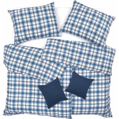 SCANquilt Obliečky flanel káro basic biela modrá 140x200 70x90