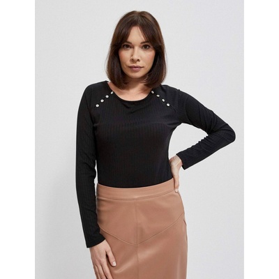 Moodo Черна дамска тениска с дълъг ръкав Moodo Moodo | Cheren | ЖЕНИ | XS