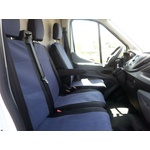  2+1 комплект калъфи / тапицерия - за Ford Transit 2013+ с отвор за барчето на двойната седалка - черно и сиво