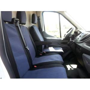  2+1 комплект калъфи / тапицерия - за Ford Transit 2013+ с отвор за барчето на двойната седалка - черно и сиво