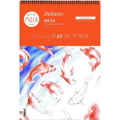 Musa Debutto Sketch blok papírů A3, 120 g/m2, 70 listů, kroužková vazba