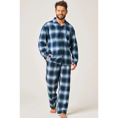 Key pánske pyžamo 432 B26 bavlněný flanel modrá
