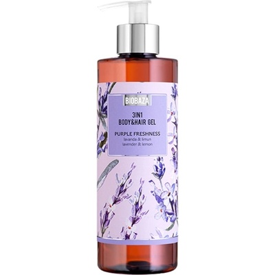 BIOBAZA Purple Freshness Душ гел и шампоан с лавандула и лимон, 400 ml