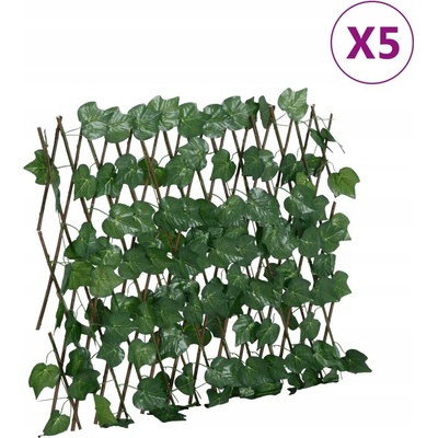 vidaXL Treláže umělé listy vinné révy roztahovací zelené 5ks 190x60 cm