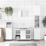 vidaXL Комплект мебели за баня от 3 части, бял, инженерно дърво (3190291)