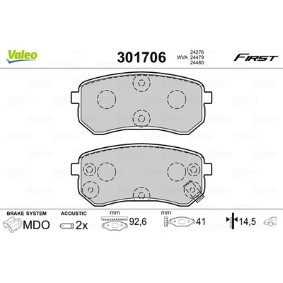 VALEO Sada brzdových platničiek kotúčovej brzdy 301706