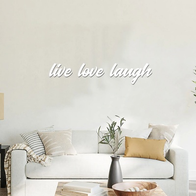 dřevo života Dřevěný nápis na zeď LIVE LOVE LAUGH Zvolte barvu dekoru: Bílá, Velikost textu: 98x20