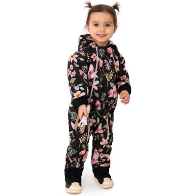 ESITO Rostoucí softshellová kombinéza s fleecem Spring flowers černá