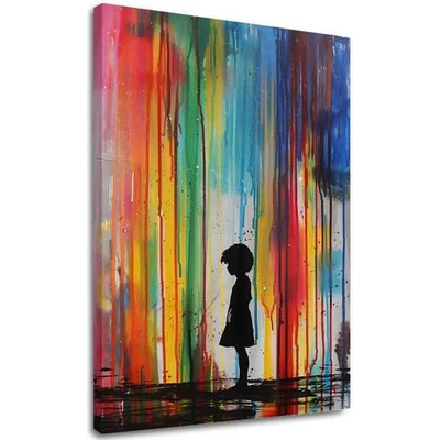 Obraz Rainbow Silhouette na plátne | dokončené rukou umelca - 40x50 cm