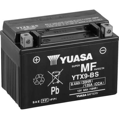 Motobaterie 12V, YTX9-BS, 8,4Ah, 135A, bezúdržbová MF AGM 152x87x107, YUASA originál (vč. balení elektrolytu)