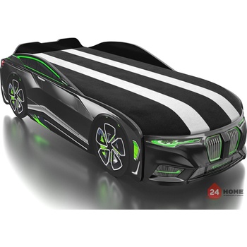 Image 1 of Romack Möbel, Русия Детско легло Romack Boxter М черно + повдигащ се матрак с ракла + двуцветна дамаска + LED осветление