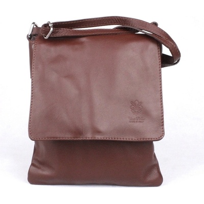 Vera Pelle kožená středně velká crossbody kabelka no. 88 hnědá