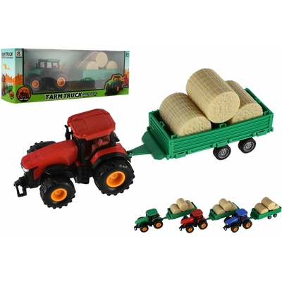 Teddies Traktor s vlekem s balíkama 30 cm na setrvačník