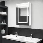 vidaXL LED шкаф с огледало за баня, сияйно бяло, 50x13x70 см (326494)
