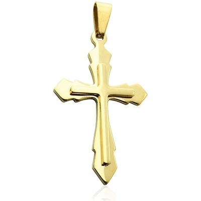Prívesok krížik gold 3,7 cm z chirurgickej ocele S991035