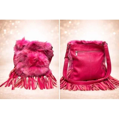 Max Original Leather Dámska kabelka Líška+strapce fuchsia