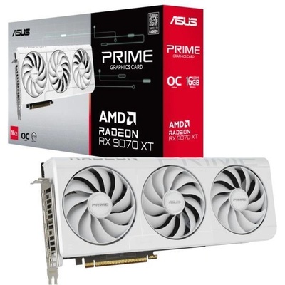 Видео карта AMD Radeon RX 9070 XT, 16GB, Asus Prime White Edition, OC, PCI-E 5.0, GDDR6, 256-bit, DisplayPort, HDMI (90YV0L75-M0NA00)