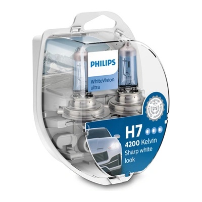 Крушка, фар за дълги светлини PHILIPS H7, 12V, 55W, 4200K, 1400lm, 2 бр