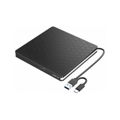 Amicool external dvd drive, usb 3.0 type-c cd dvd +/-rw optical drive usb c burner slim cd/dvd rom rewriter writer reader portable for pc laptop deskt