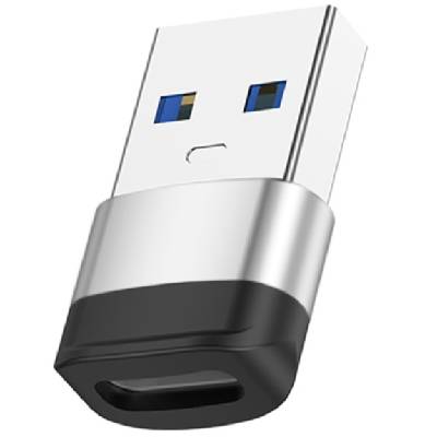 Адаптер за данни и зареждане otg usb-a 3.0 / usb-c женски - сребърен (79533)