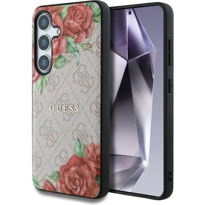 GUESS кожен 4G цветен печат метално класическо лого MagSafe калъф за Samsung Galaxy S25 - розов (3666339449285)