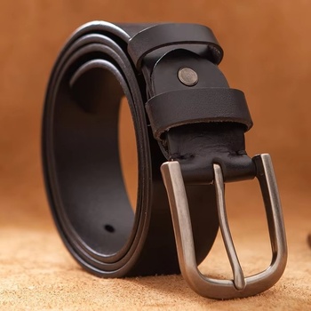 DELIS Мъжки колан c-141, естествена кожа, черен (c-141)