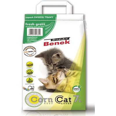 BENEK Super Corn Cat ​Kukuřičné pro kočky s vůní čerstvé trávy 2 x 14 l