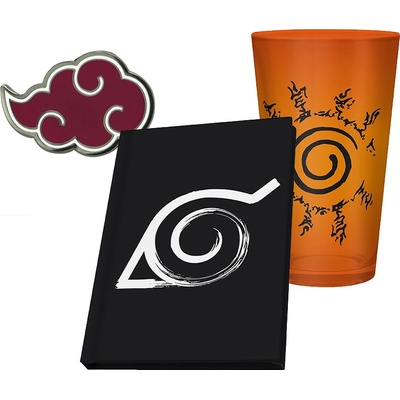 ABYstyle Dárková sada Naruto Shippuden sklenice zápisník odznak 400 ml