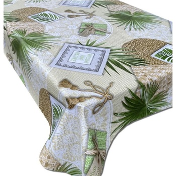 Obrus PVC 3581483, metráž, 20 m x 140 cm, prútené prestierky s listami, IMPOL TRADE