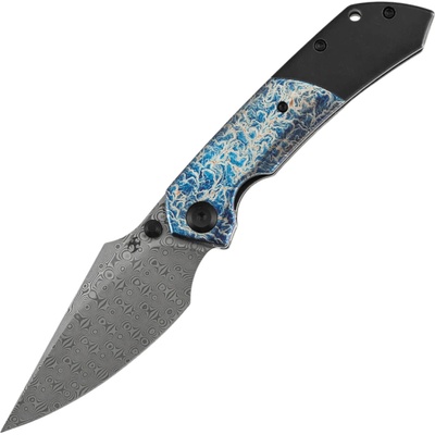 Kansept Fenrir Damascus Blackwash Titanium, Lightning Strike Finish Titanium K1034D2
