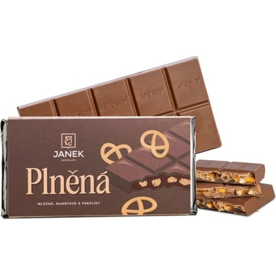 Janek Jankova plněná mléčná nugátová s preclíky 175 g