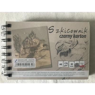 Kreska 78459 Skicár špirála A6 60 čierne listy