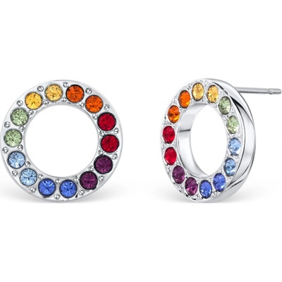 Crystalp náušnice kôstky so zirkónmi Chakra Hoop 40345.MLT.R