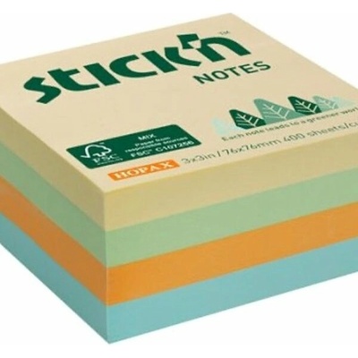 Samolepiaca kocka 76x76mm lúčny mix pastelových farieb 400 lístkov