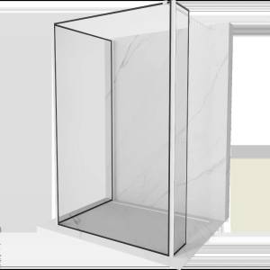 Mexen Kioto душ параван Walk-in 140 x 110 x 40 см, черна рамка, бяла - 800-140-110-221-20-70-040 (800-140-110-221-20-70-040)