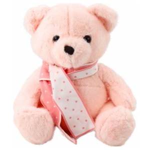 LEAN Toys Plush Mascot Cuddly Toy Teddy Bear With Scarf Pink 35cm