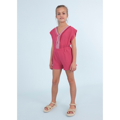 Mayoral Overal Kaftan s výšivkou tmavě růžový – Zboží Dáma