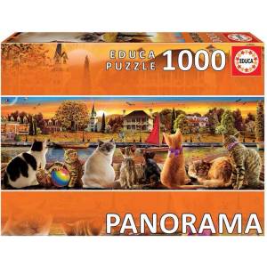 Educa Котки на кея - панорамен пъзел 1000 части (edu18001)