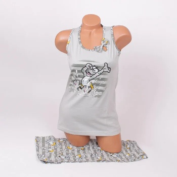 Image 1 of Пижама в сиво с панделка и апликация