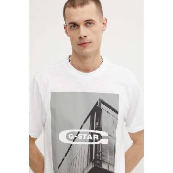 G-Star Raw Памучна тениска G-Star Raw в бяло с принт D24683-C372 (D24683.C372)